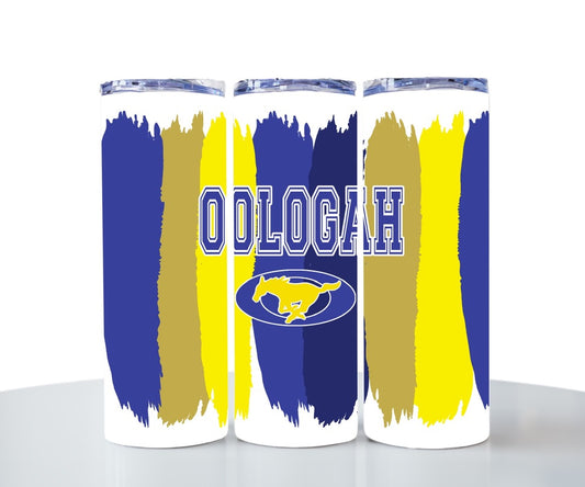 Oologah Mustangs Blue And Gold Tumbler