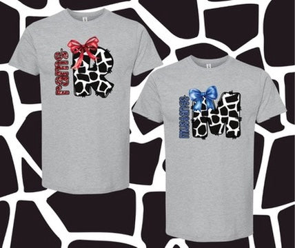 Rams And Mustangs Cow Print Bow Tee