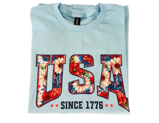 USA Since 1776 Floral Tee