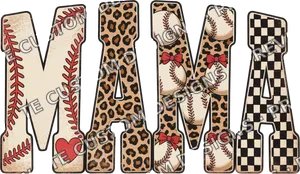 Retro Baseball Mama Leopard