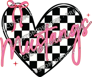 Mustangs Checkered Heart School Mascot