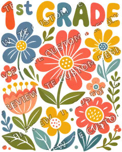 Retro 1st Grade Floral Back