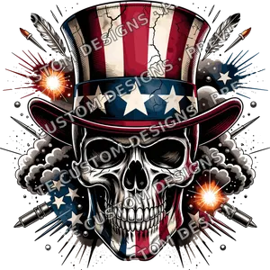 Patriotic Usa Flag Skull 4th