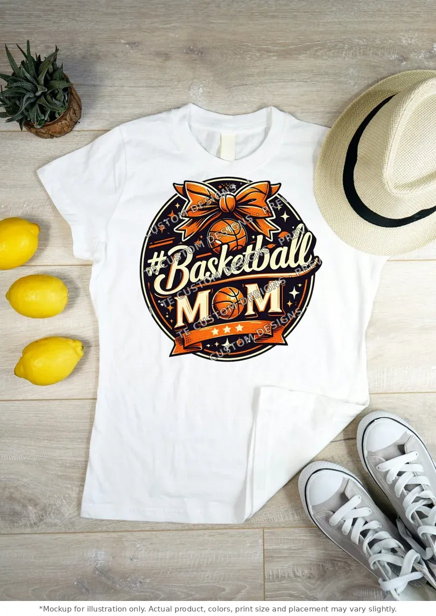 White tee mockup, flat lay on wood