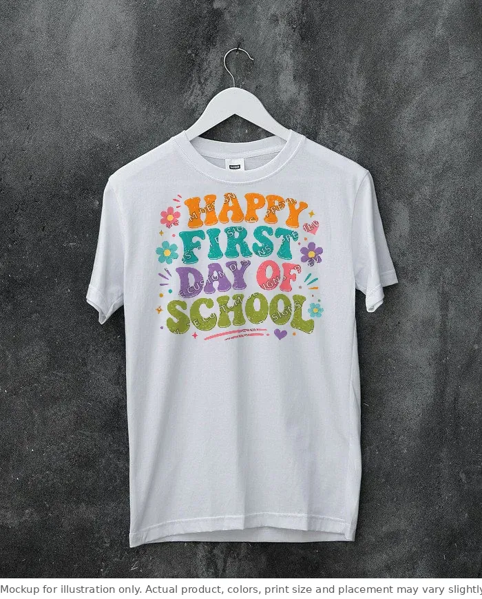 White tee mockup, on a hanger, concrete wall