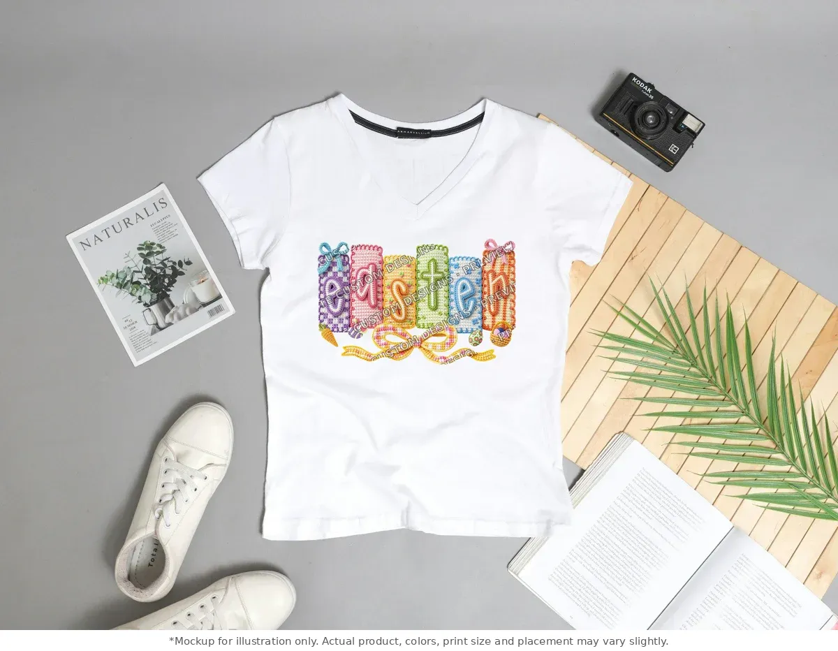 White tee mockup, flat lay with props
