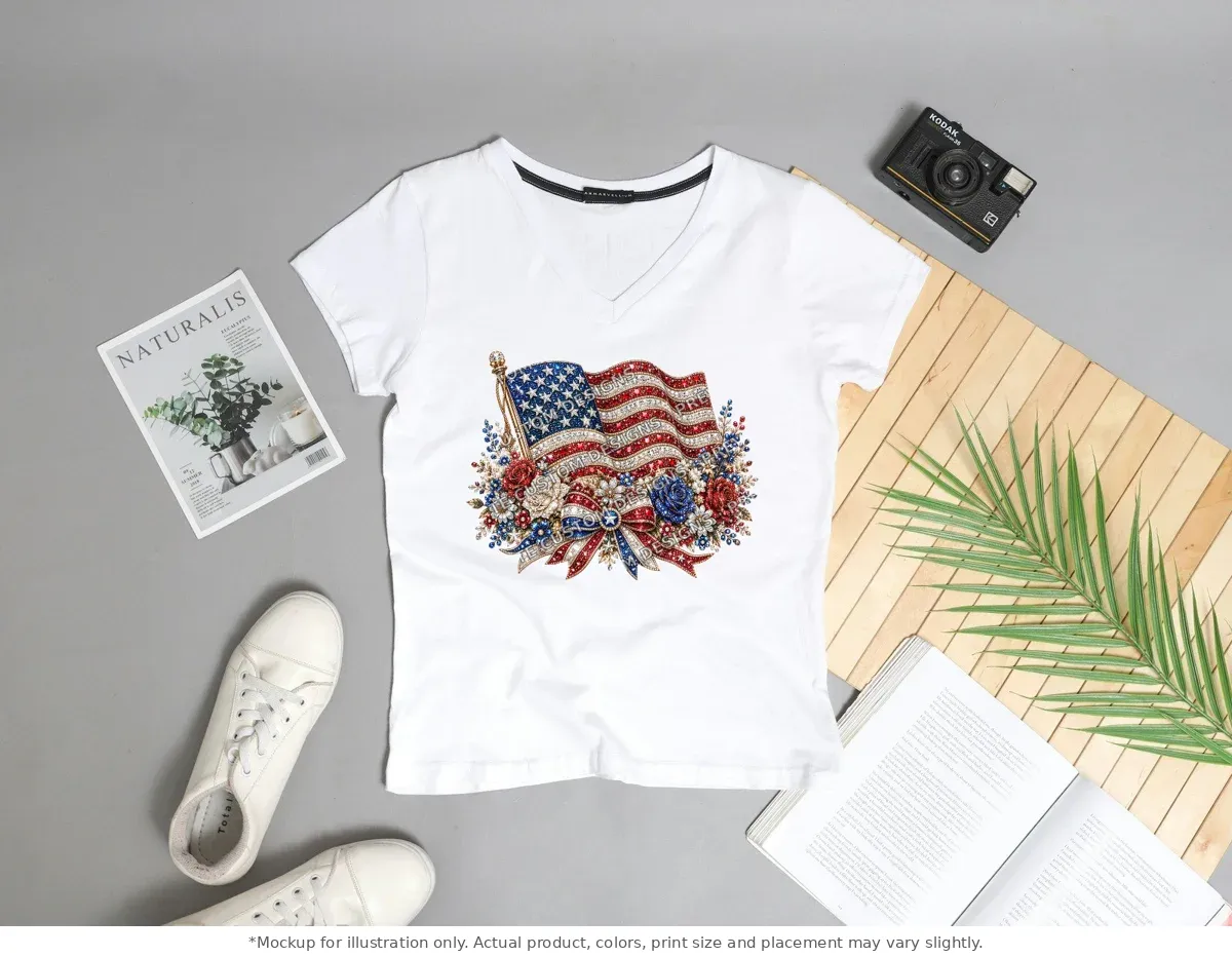 White tee mockup, flat lay with props