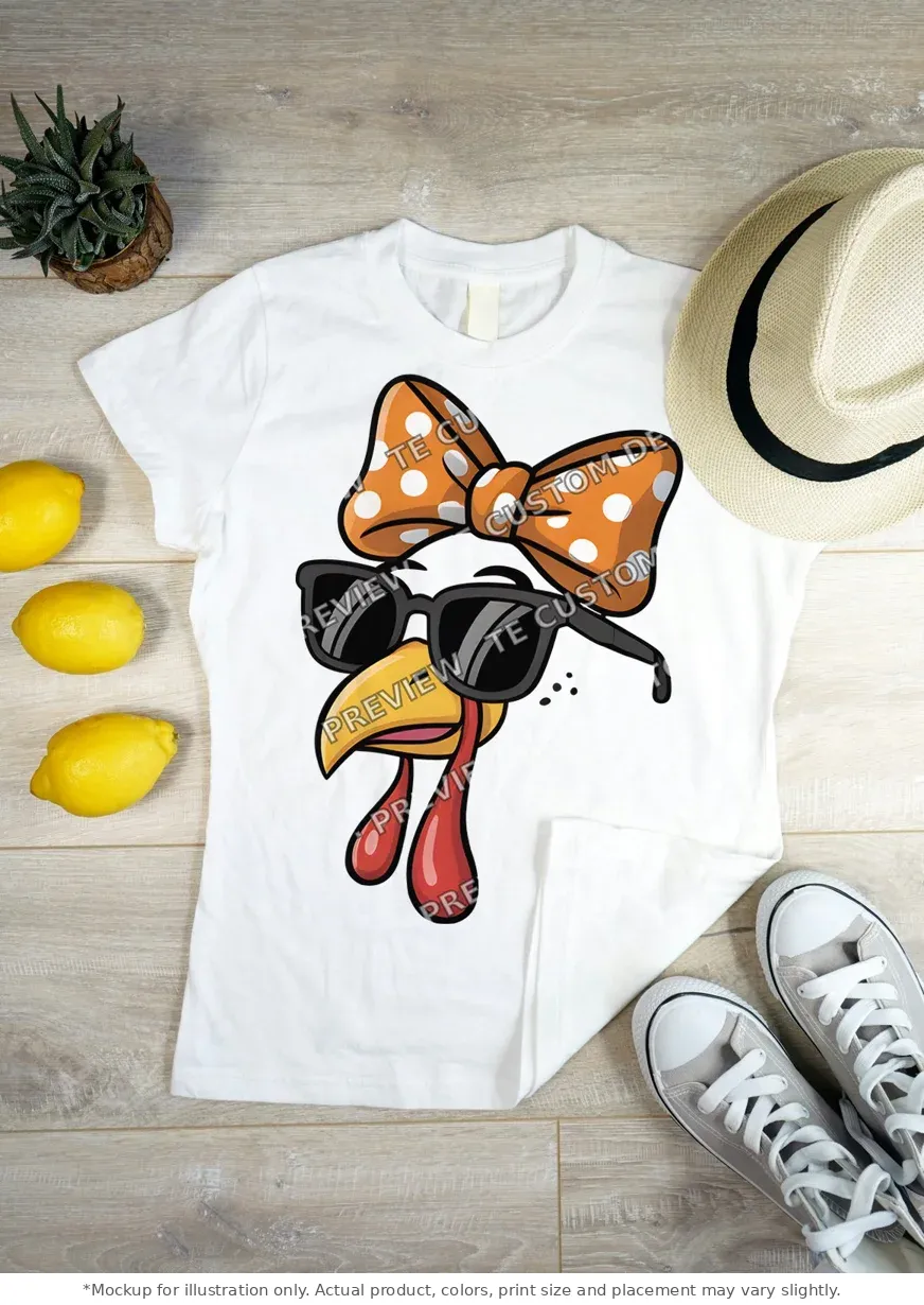 White tee mockup, flat lay on wood