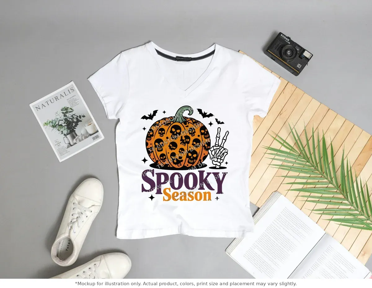 White tee mockup, flat lay with props