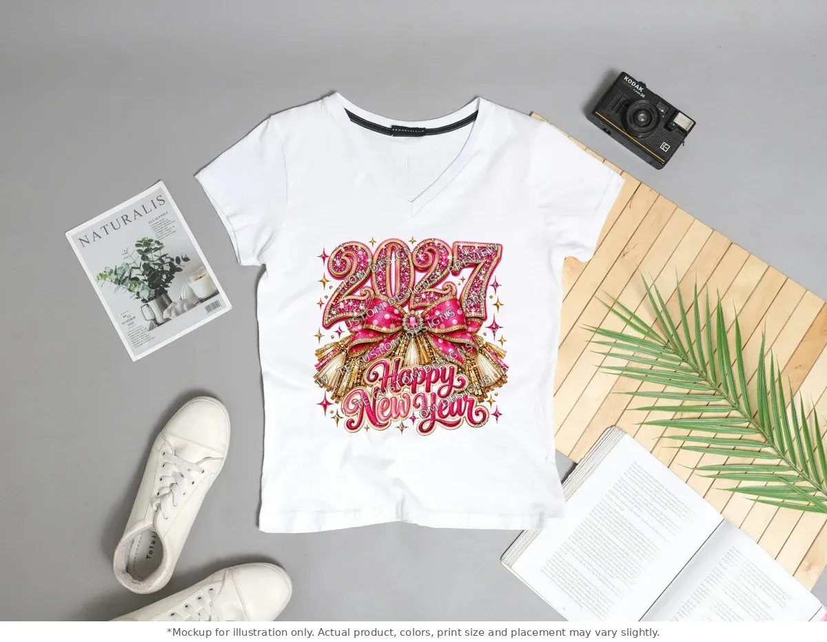 White tee mockup, flat lay with props