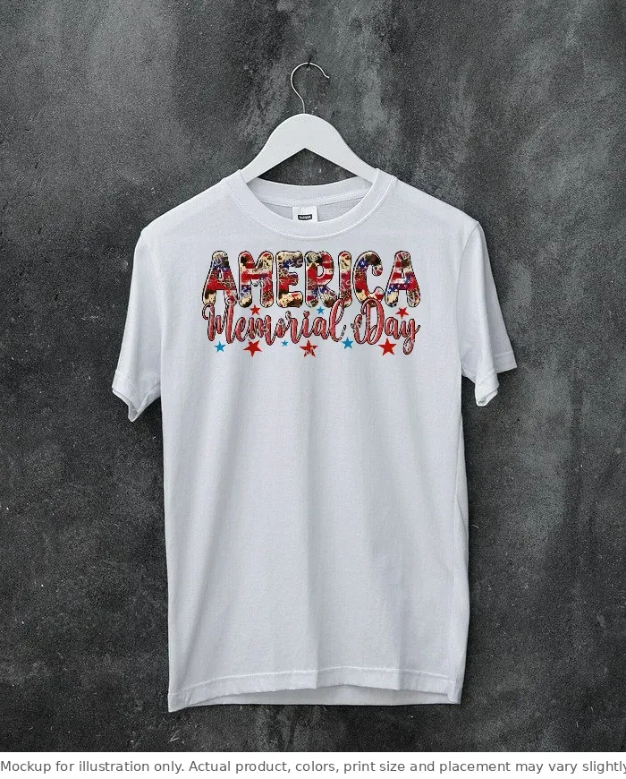 White tee mockup, on a hanger, concrete wall