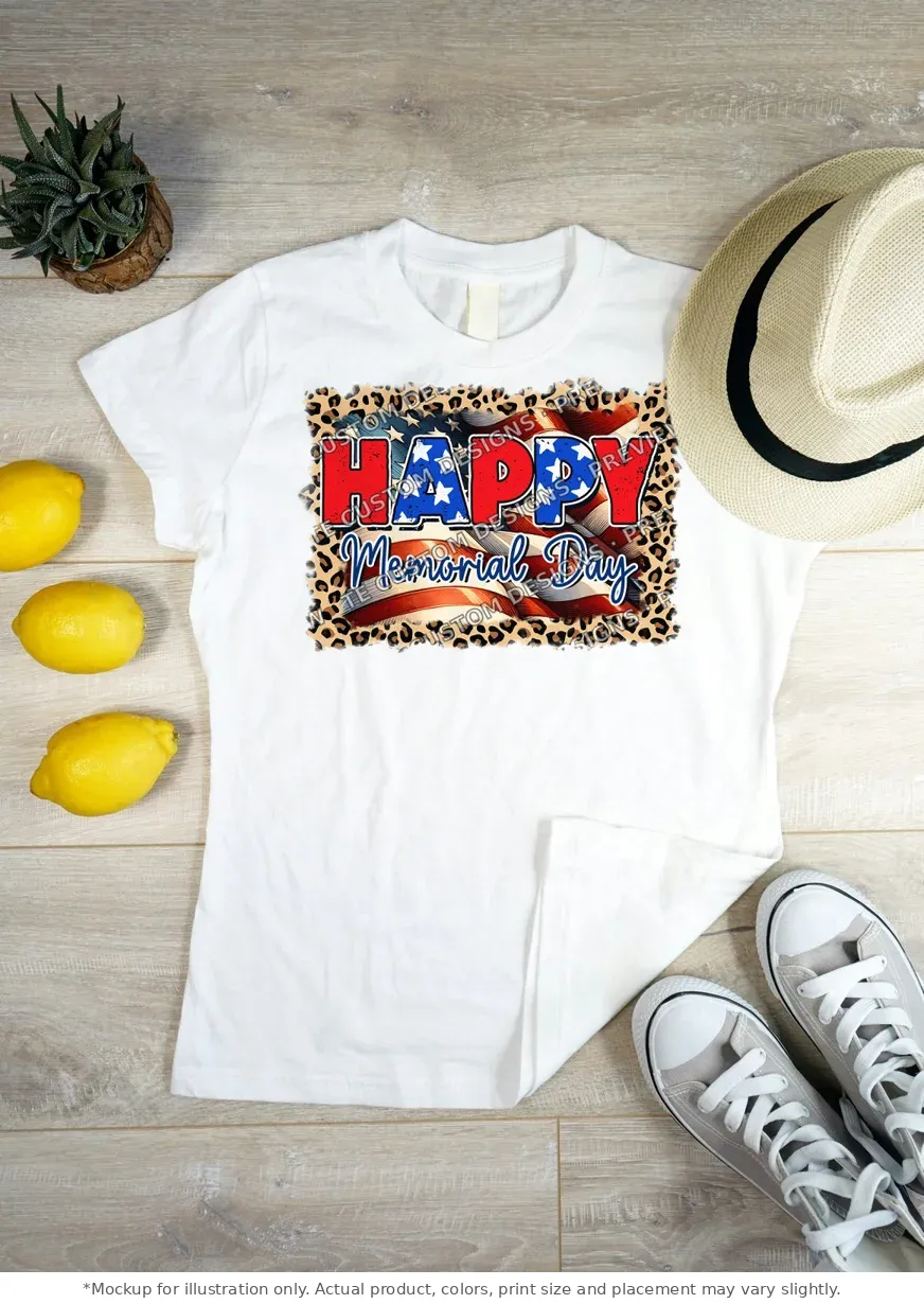 White tee mockup, flat lay on wood