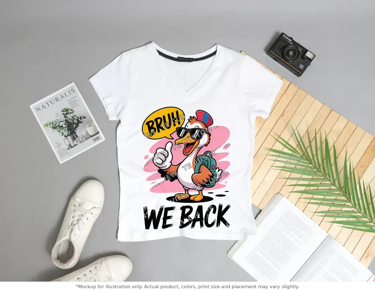White tee mockup, flat lay with props