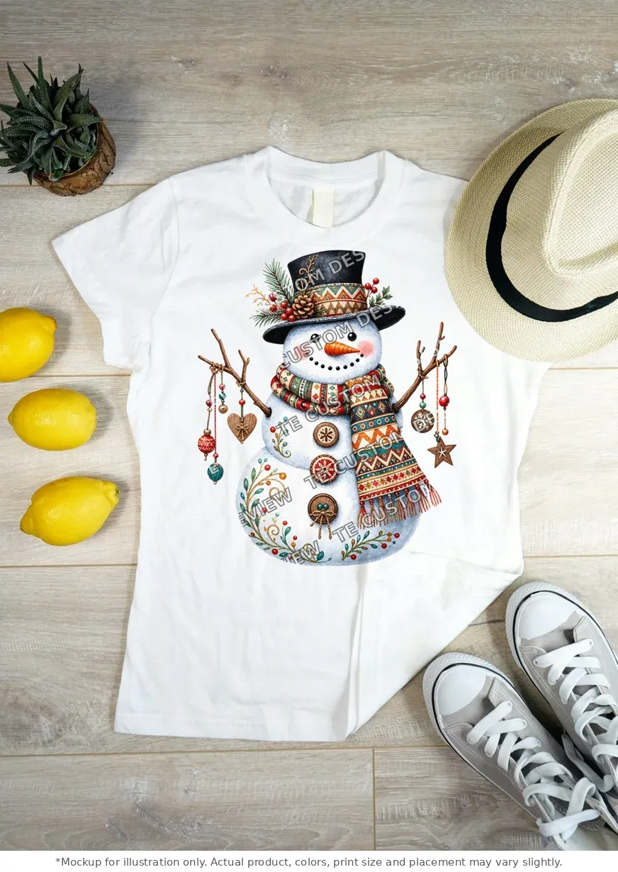 White tee mockup, flat lay on wood