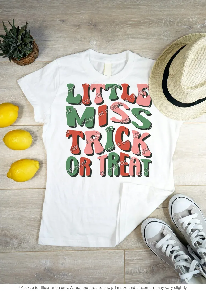 White tee mockup, flat lay on wood