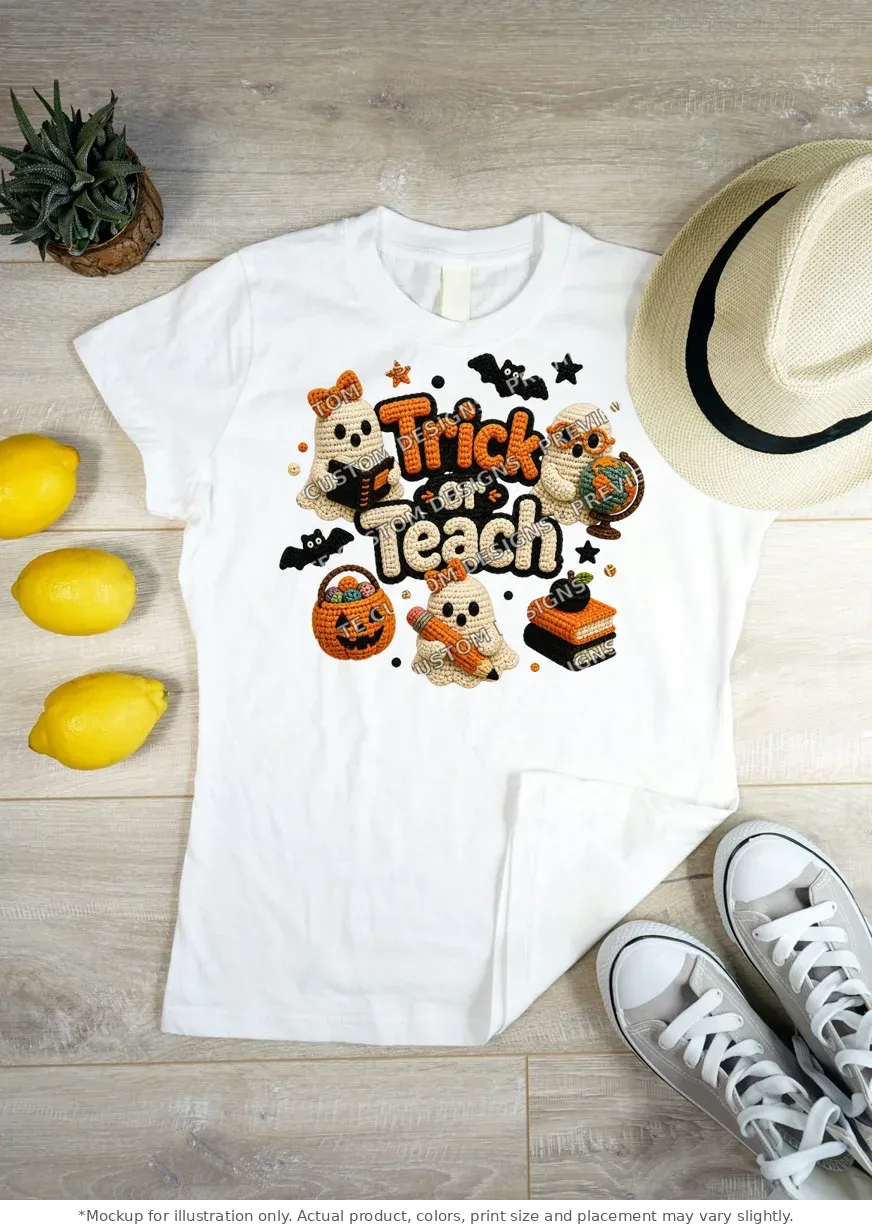 White tee mockup, flat lay on wood