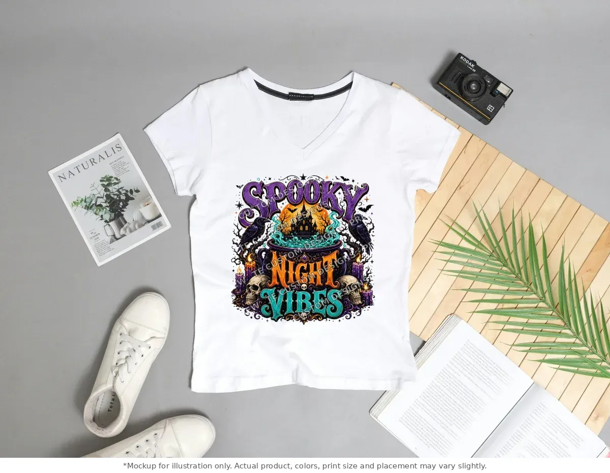 White tee mockup, flat lay with props
