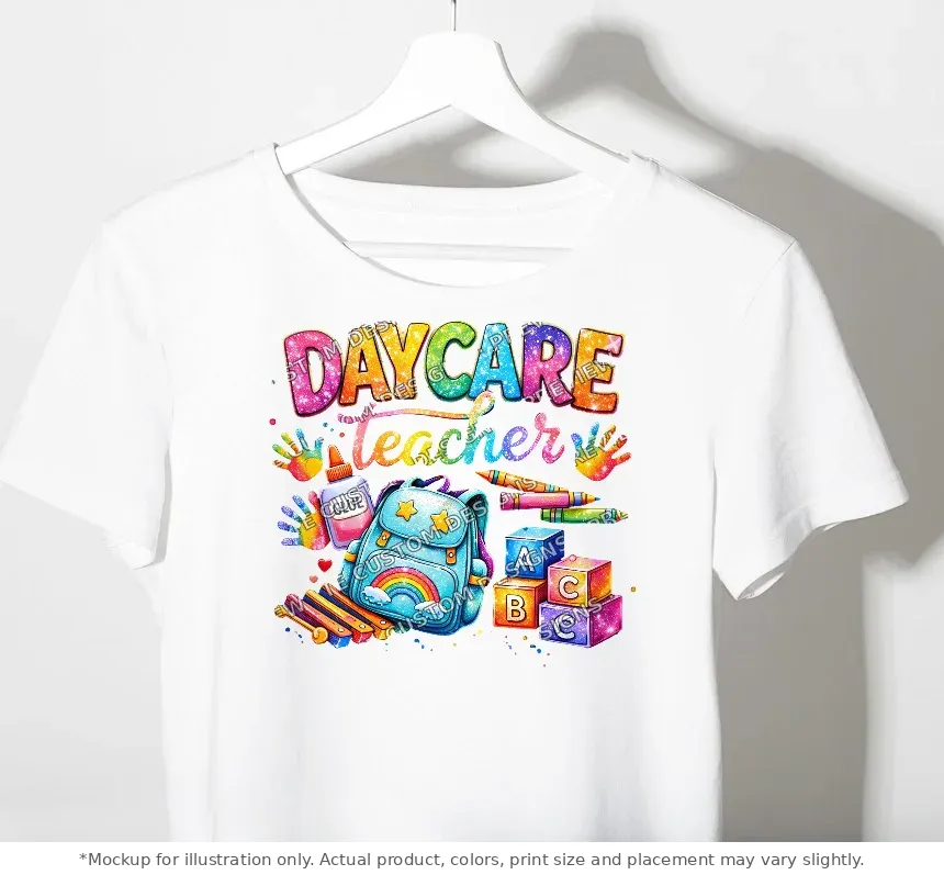 White tee mockup, on a hanger
