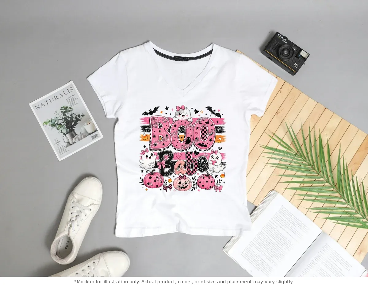 White tee mockup, flat lay with props
