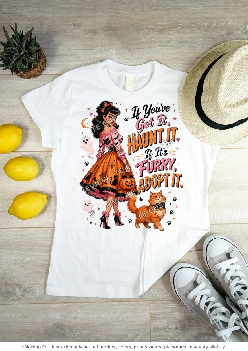 White tee mockup, flat lay on wood