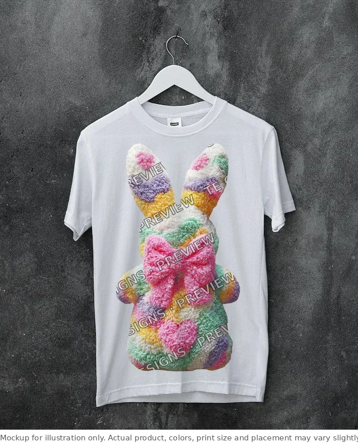White tee mockup, on a hanger, concrete wall