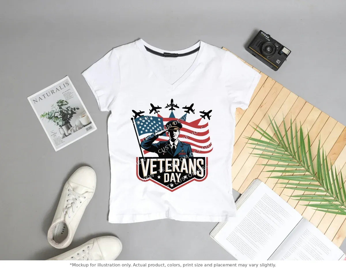 White tee mockup, flat lay with props