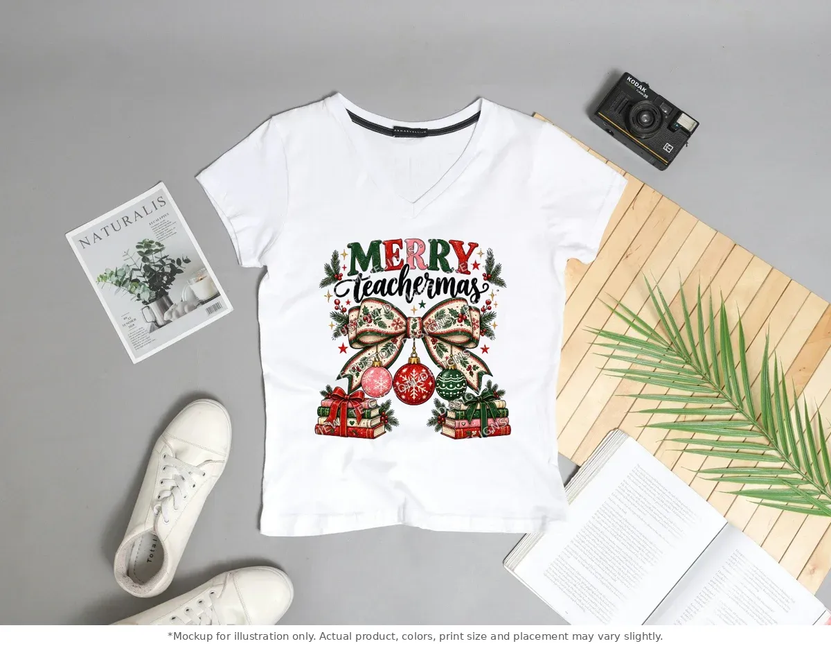 White tee mockup, flat lay with props