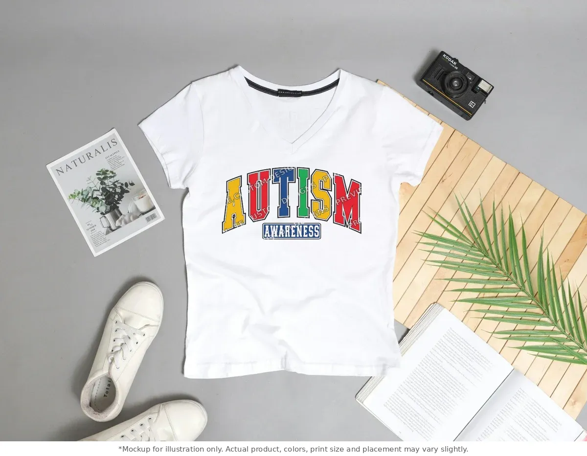 White tee mockup, flat lay with props
