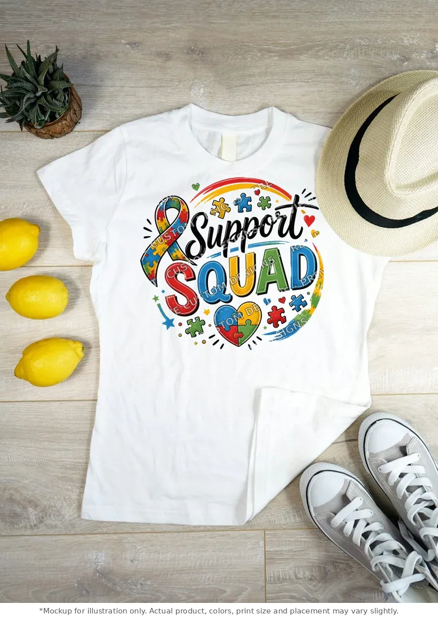 White tee mockup, flat lay on wood