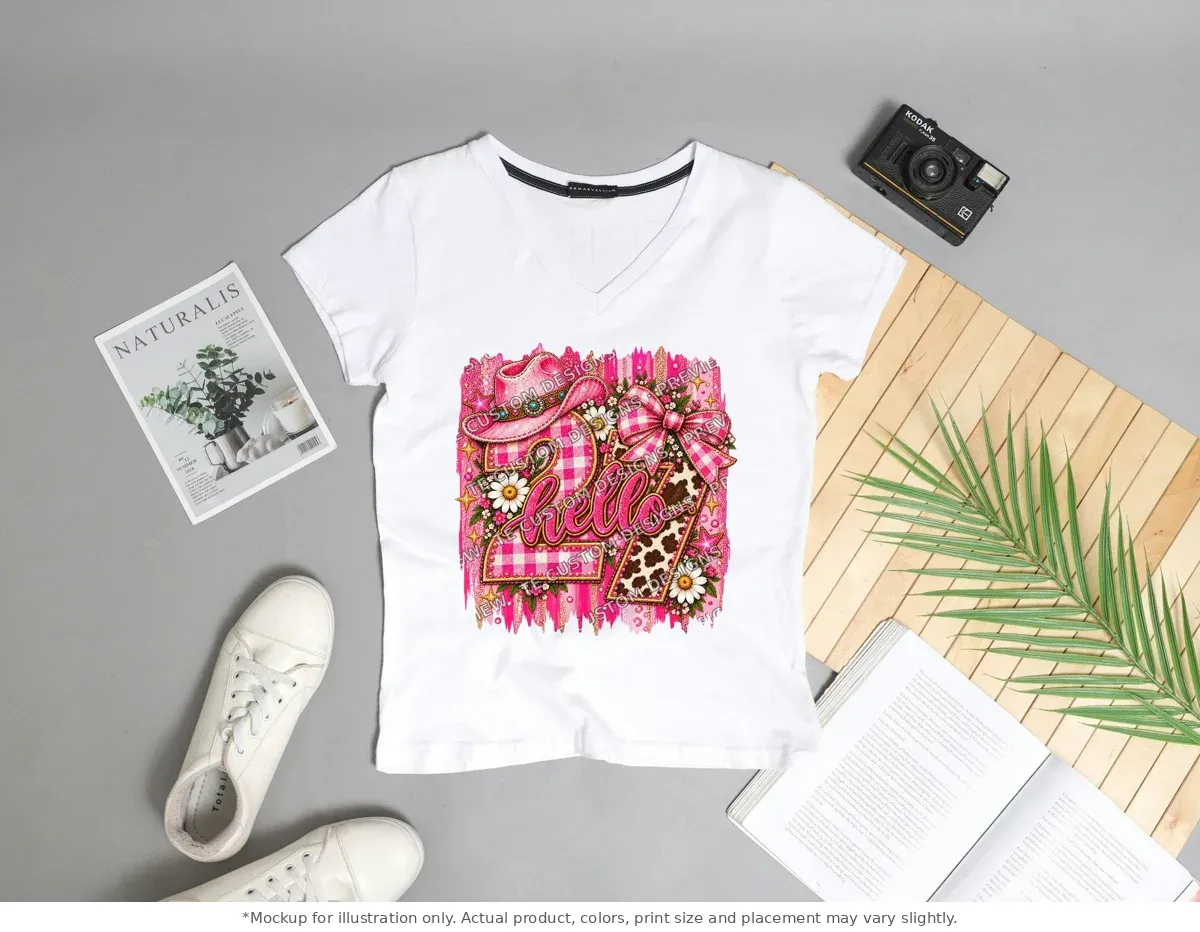 White tee mockup, flat lay with props