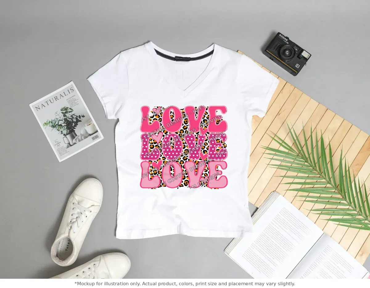 White tee mockup, flat lay with props