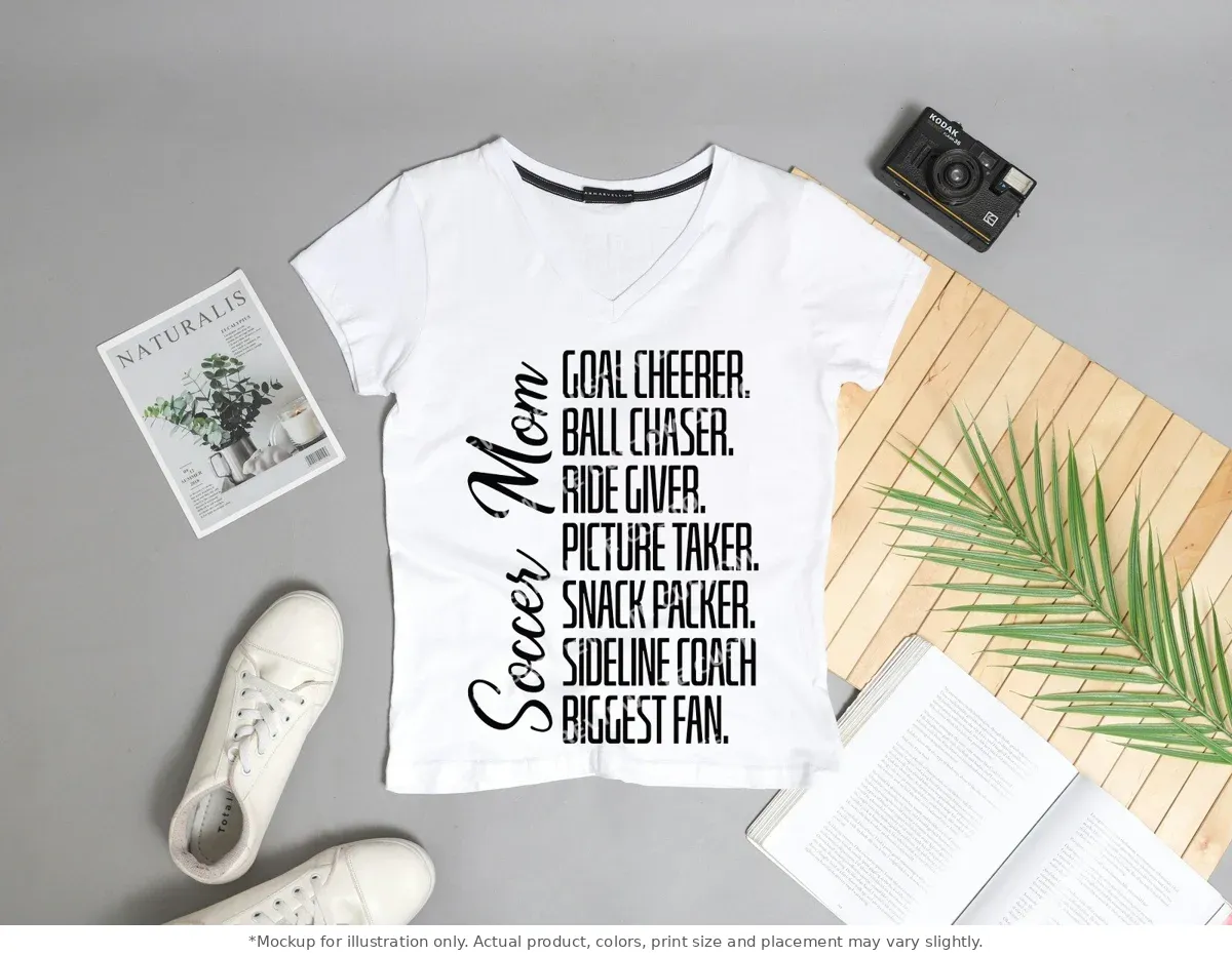 White tee mockup, flat lay with props