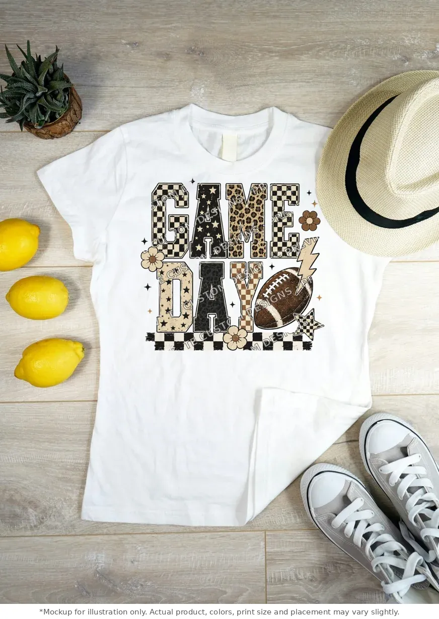 White tee mockup, flat lay on wood