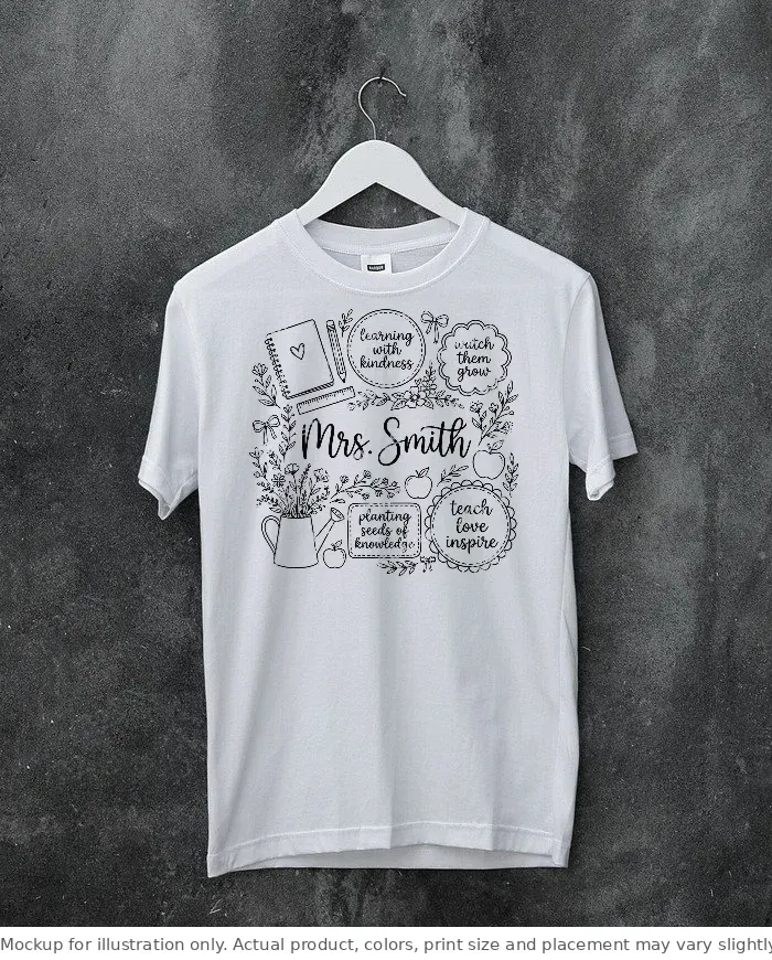 White tee mockup, on a hanger, concrete wall