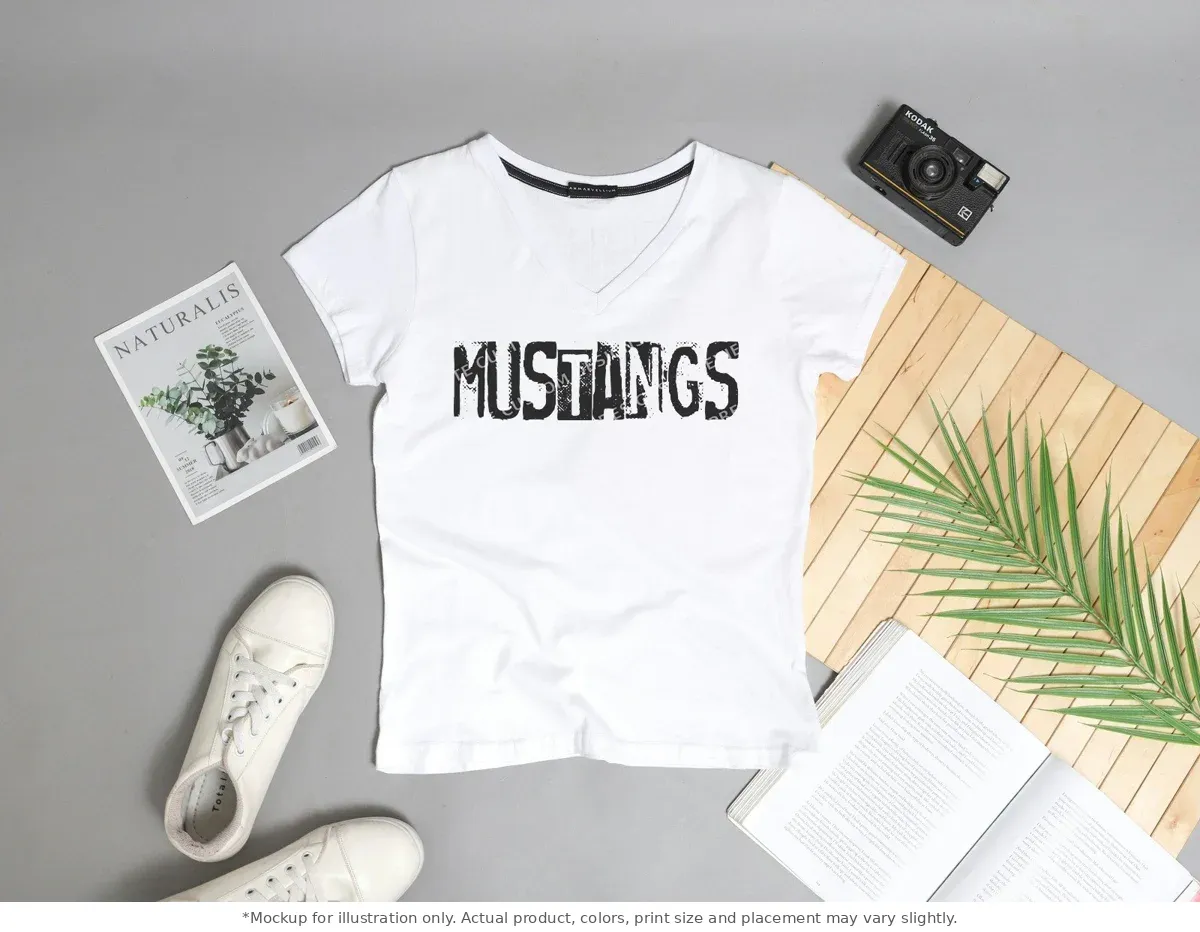 White tee mockup, flat lay with props