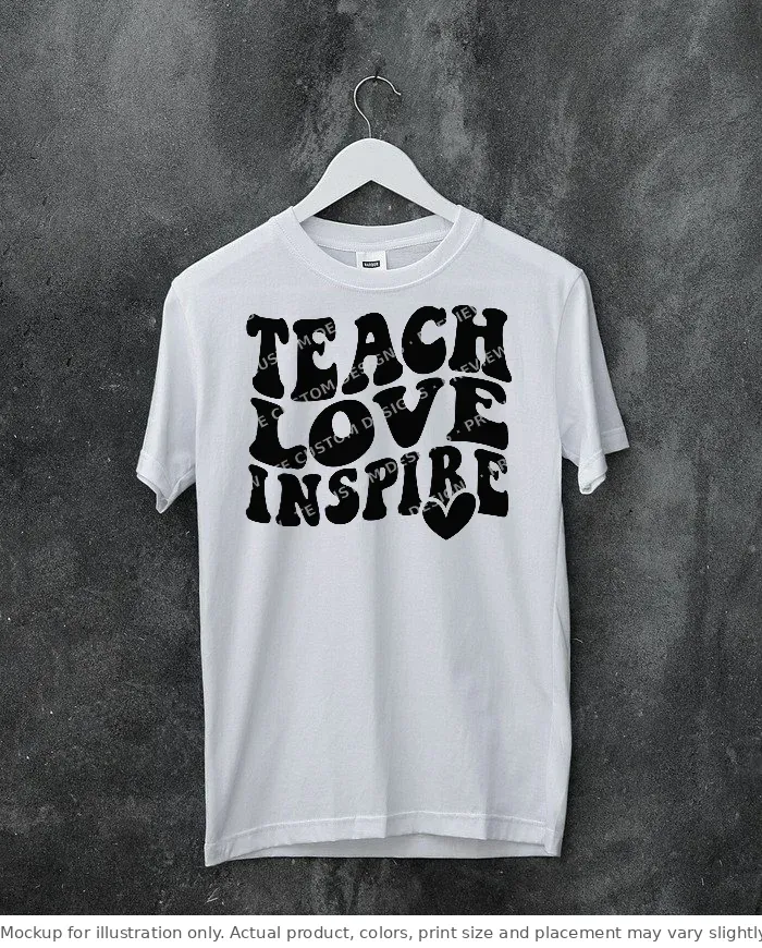 White tee mockup, on a hanger, concrete wall
