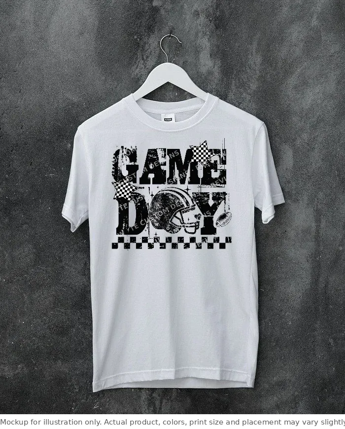 White tee mockup, on a hanger, concrete wall