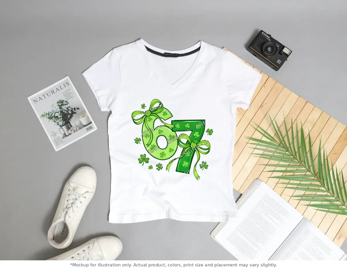 White tee mockup, flat lay with props
