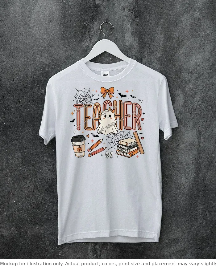White tee mockup, on a hanger, concrete wall