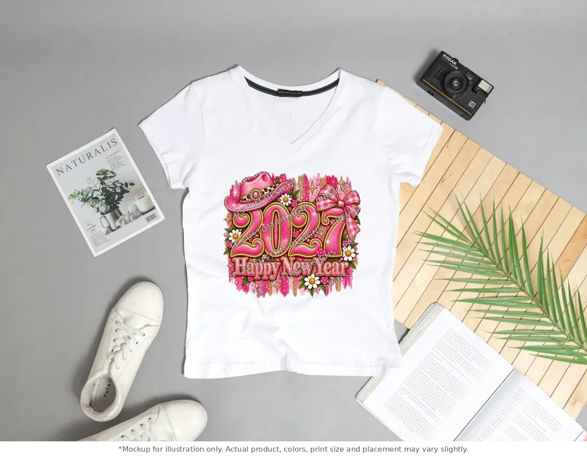 White tee mockup, flat lay with props