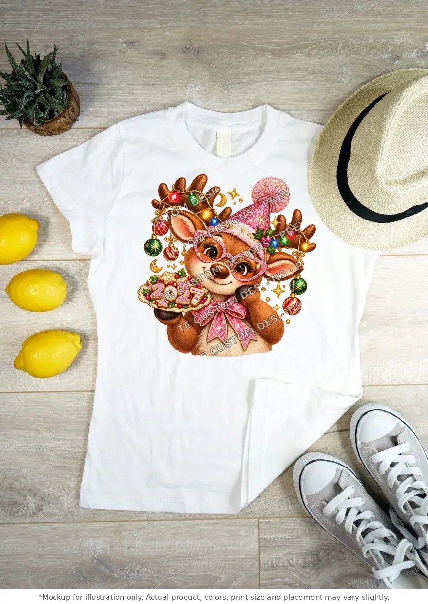 White tee mockup, flat lay on wood