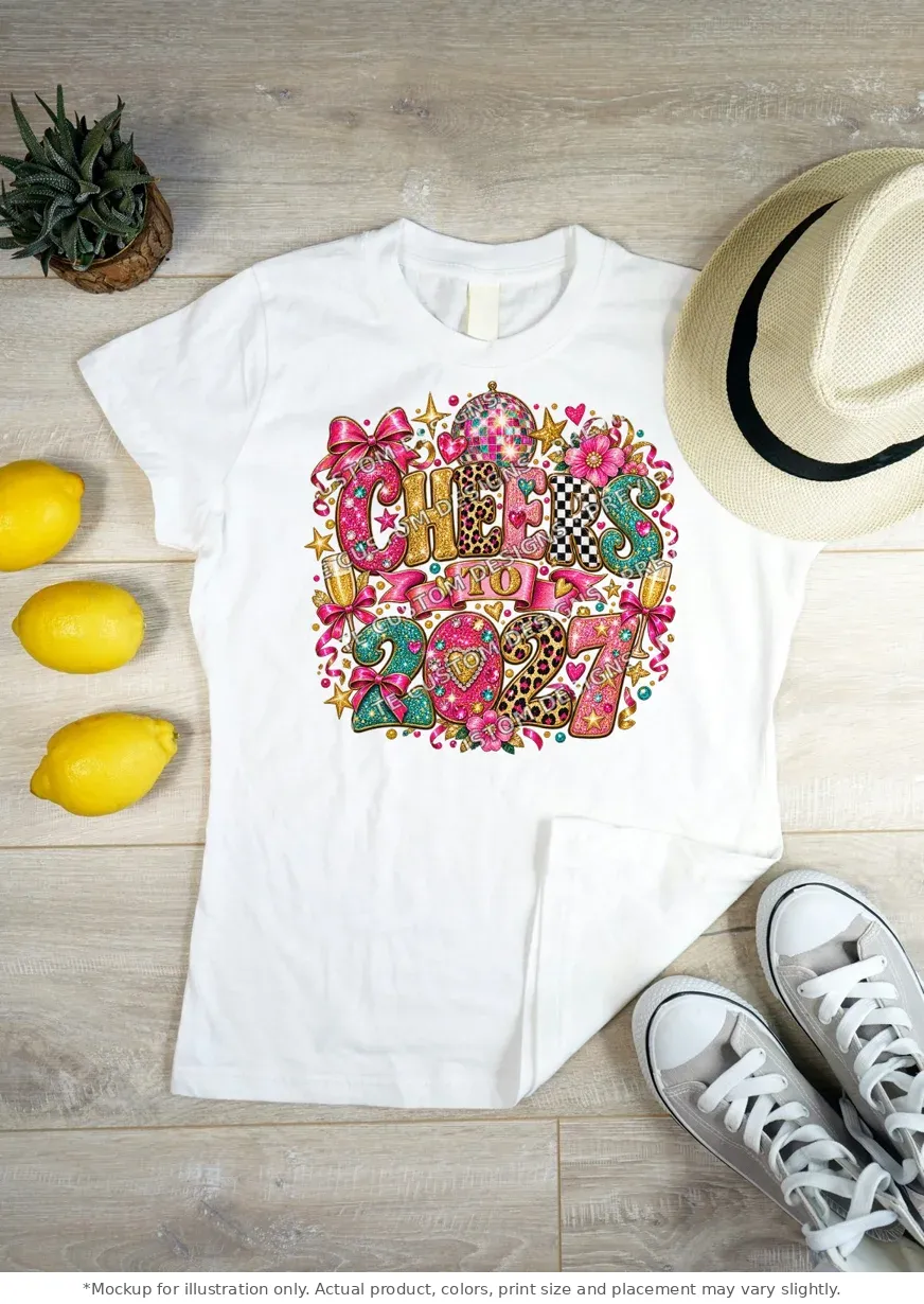 White tee mockup, flat lay on wood