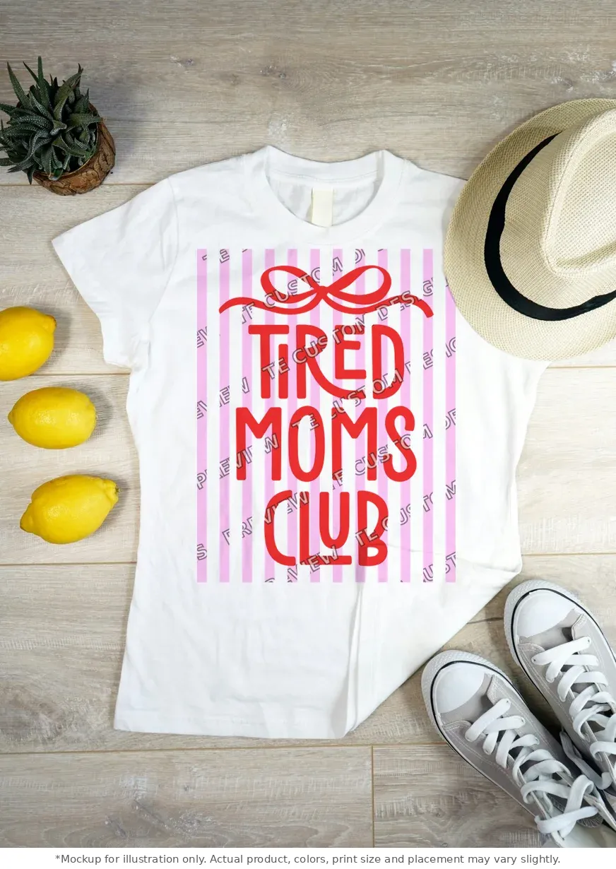 White tee mockup, flat lay on wood