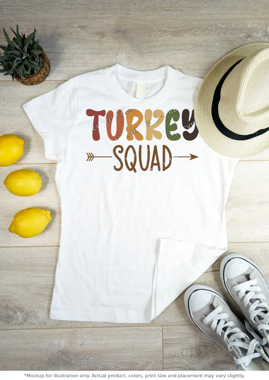 White tee mockup, flat lay on wood