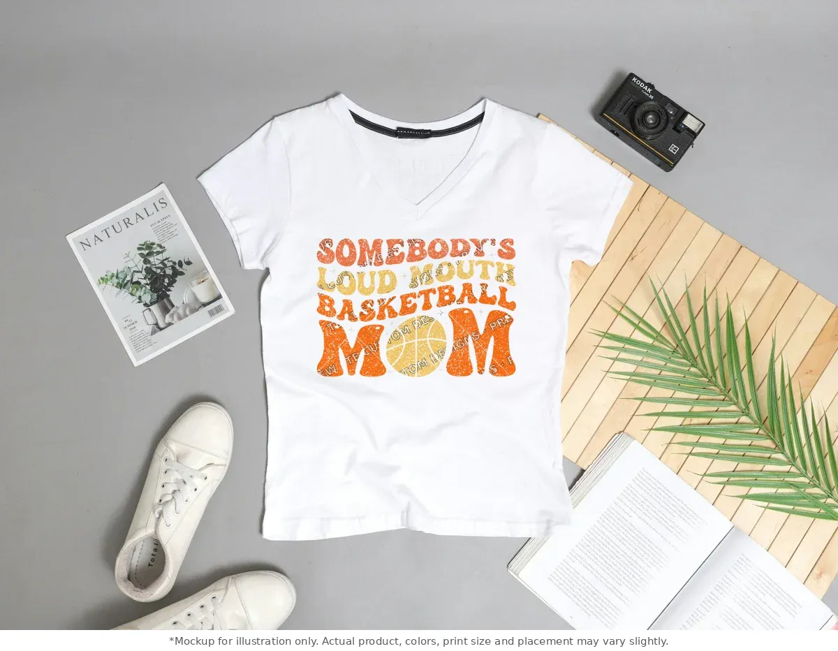 White tee mockup, flat lay with props
