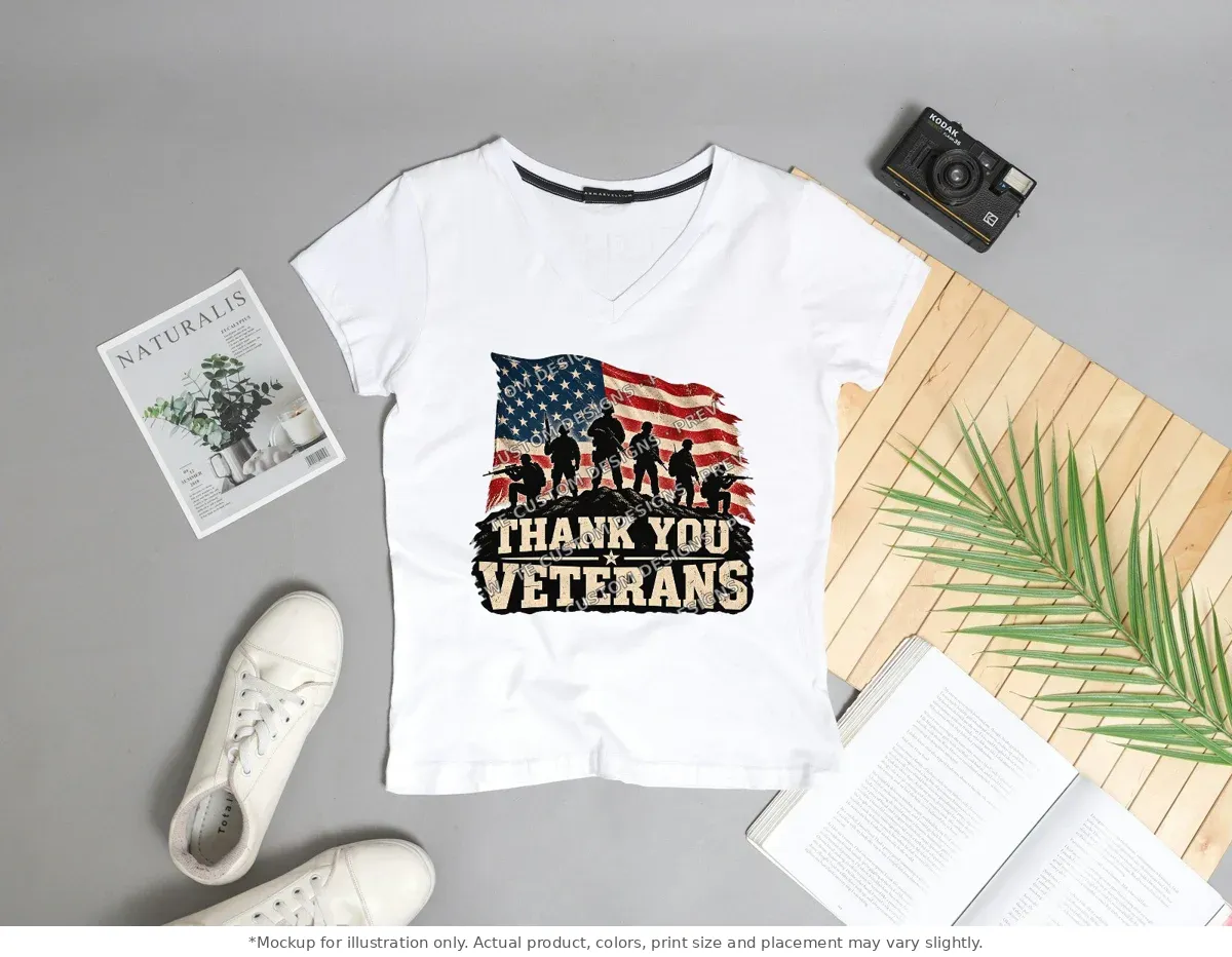 White tee mockup, flat lay with props